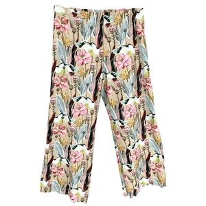 Haystacks Delight Switchstacks Reversible Crop Pant L  Beige Floral Pants Boho